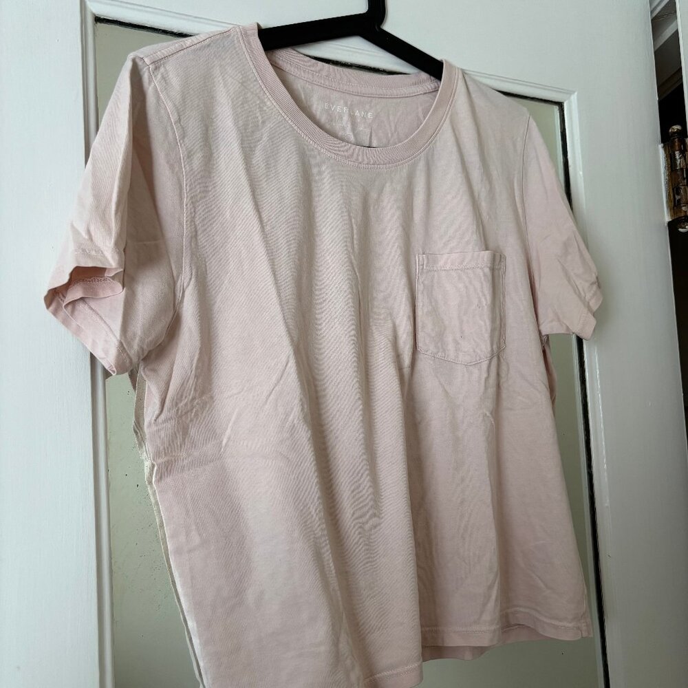 Everlane Pink Pocket Crewneck TShirt